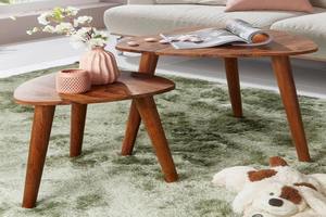 Table basse en bois massif de manguier avec plateau, design Flute - Product Image 5