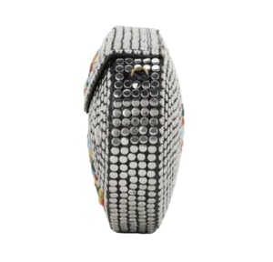 Round <b>Silver</b>-Plated Zinc Alloy <b>Clutch</b> Bag With Colorful Flower Enamel Design Chain Strap - Product Image 3