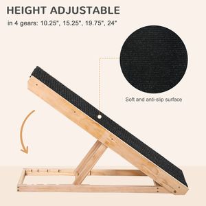 Rampa Pieghevole per Animali Domestici con Altezza Regolabile e Tappeto Antiscivolo in Legno di Pino Nero per Cani e Gatti - Product Image 6