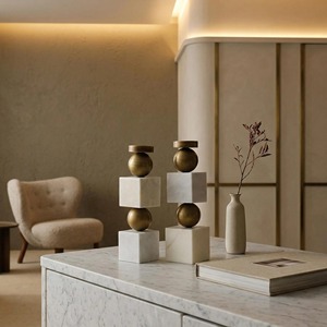 Modern Abstract Black And Gold Candle Holders Elegant <b>Table</b> Centerpieces Perfect For Contemporary Home Interiors And Gifting - Product Image 4