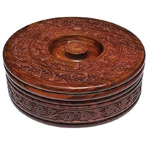 Contenedor de pan funcional de madera con una estructura de madera resistente para almacenar chapatis frescos y pan plano casero diariamente. - Product Image 6