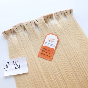Venta al por mayor 100% doble dibujado cutícula Remy extensiones de cabello vietnamita sedoso cinta recta Color Rubio alta calidad trama única - Product Image 2