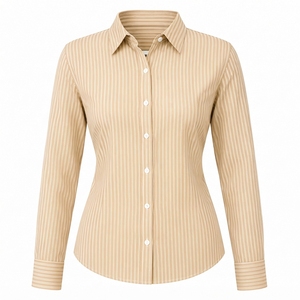 Camisa de Vestir de Manga Larga a Rayas para Hombre, Cuello Camisero, Tela Popelina, Ropa Formal de Otoño - Product Image 1