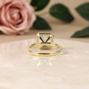 925 Sterling <b>Silver</b> Asscher Cut VVS Moissanite <b>Solitaire</b> Luxury Engagement <b>Ring</b> 18K Gold Plated Baguette Band Wedding <b>Ring</b> Women - Product Image 3