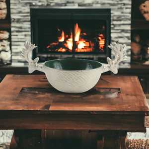 Ajout à chaque collection : Bol en métal fait main en forme de bois de cerf avec intérieur vert, design rétro, idéal pour servir lors de fêtes - Product Image 3