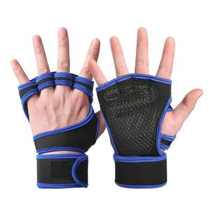 PU Leather Fitness Gloves Gym Palm Protectors Adjustable Wrist <b>Strap</b> Half Finger Sports Cycling Weightlifting Equipment Non-slip - Product Image 4