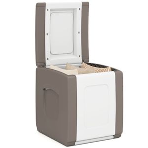 Boîte de rangement extérieure de 27 gallons avec poignées latérales, design bicolore beige, unité de rangement pour patio imperméable - Product Image 2