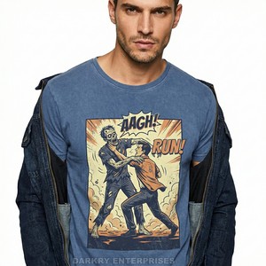 Custom Graphic T Shirt Men Heavyweight Cotton Tee Shirt Printing Vintage Horror Zombie T-shirt Manufacturer Oversized <b>Tshirts</b> - Product Image 3