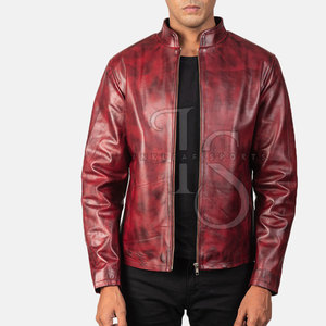 Design Your Own Winter Men's Leather <b>Jacket</b> with Front Logo High Quality <b>Waterproof</b> & Eco-Friendly <b>Long</b> Sleeve - Product Image 3