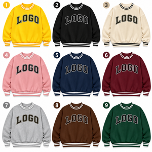 Sudadera Amarilla Oversize Estilo Universitario Casual con Ribete a Rayas, Hombros Caídos, Sin Capucha, Cuello Redondo - Product Image 2