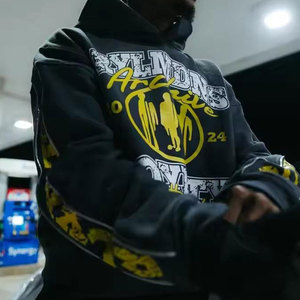 เสื้อฮู้ดดี้สตรีทแวร์แบบสั่งทำพิเศษ 500 GSM ผ้าฝ้ายหนานุ่ม ทรงครอป ล้างสีแบบแอซิดวอช สไตล์วินเทจ พิมพ์ลายโลโก้ด้วยเทคนิค DTG แบบดิจิทัล - Product Image 2