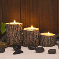 Ensemble de porte-bougies en bois pour bougies chauffe-plat, centre de table rustique, décorations de mariage, décoration de Noël, décoration rustique pour la maison