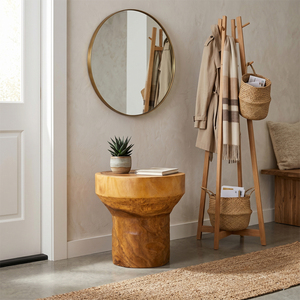 Taburete Otomano de Madera de Suar con Acabado Honey, Mesa Auxiliar de Diseño Rústico, Calidad Premium, Madera Sólida de Niwara Bisoepo para Sala de Estar - Product Image 3