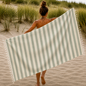 Serviette de plage Fouta super absorbante et à séchage rapide, personnalisée, à rayures teintes, serviette turque Fouta à prix compétitif en Inde - Product Image 3