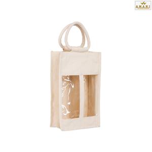 Bolsa de Vino Ecológica de Lona con Ventana de PVC, Capacidad para Dos Botellas, Ideal para Fiestas - Product Image 5