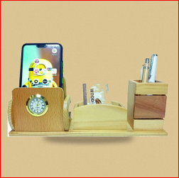 Organizador de escritorio con reloj, soporte para teléfono y portalápices, regalo de oficina multifunción, estilo sencillo - Product Image 5