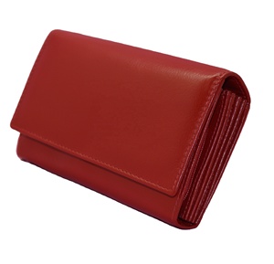 Women Genuine Leather Long <b>Wallet</b> Fold Closure Minimalist Clutch <b>Red</b> Multi-functional Daily Use - Product Image 1