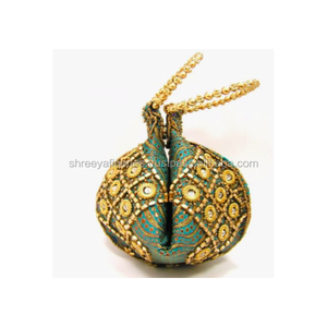 Sacs de Potli de mariage ethnique brodés à la main indiens sacs de Potli de pièce de monnaie sacs de Potli de retour de mariage sacs de cadeau - Product Image 3