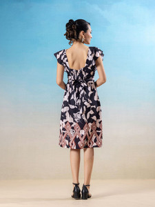 Colección Primavera/Verano 2026: Vestido Formal Estampado de Gasa con Volantes y Manga con Volantes, Ecológico, Antiarrugas, con Cintura Natural y Escote en V, ¡Éxito de Ventas! - Product Image 2