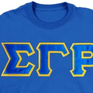 เสื้อยืดปักลาย Sigma Gamma Rho แบบเย็บสองชั้น แขนสั้น คอกลม ปักอักษรกรีก สีน้ำเงินรอยัล สำหรับผู้หญิง - Product Image 4