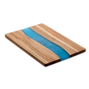 Planche à découper en bois et résine, rectangulaire, bord naturel, incrustation marbrée grise, antidérapante, passe au lave-vaisselle, épaisseur 1,5 cm - Product Image 5