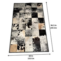 Tapis Patchwork en Cuir de Vachette Naturel Fait à la Main Tapis en Cuir Véritable Tapis Rustique Moderne pour la Décoration de Salon à la Maison 9x6 pi.