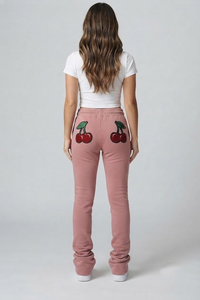 Pantalones de chándal apilados de cintura alta para mujer, joggers de forro polar grueso y cálido para mujer - Product Image 2