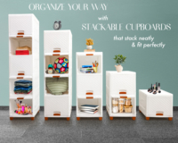 Organisateur de vêtements pliable et empilable en plastique PP blanc à 5 niveaux avec couvercle rabattable, design moderne, rangement pour salon, 20-35L