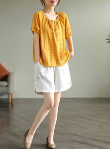 <b>White</b> <b>Linen</b> Cotton Shorts Women Summer Casual Loose Fit With Pockets Breathable Woven Solid Color Drawstring Waist Short <b>Pants</b> - Product Image 3