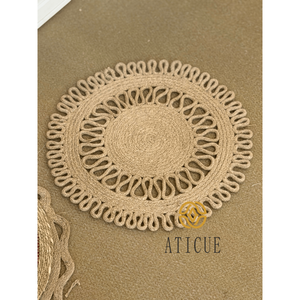 Placemats Boho Seagrass & Raffia Woven 15" Round <b>Table</b> <b>Mat</b> for Home - Product Image 5