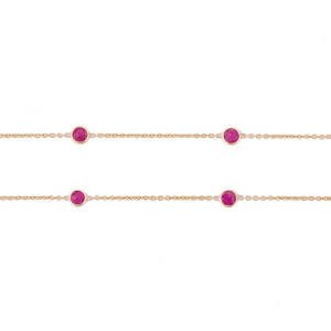 18K Yellow Gold Ruby <b>Rope</b> <b>Chain</b> Necklace-Geometric Gift Jewelry - Product Image 5