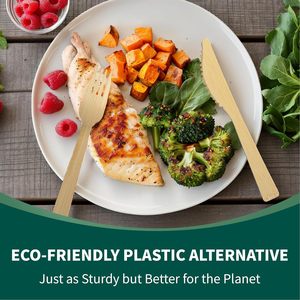 High Quality Sanded Birchwood Biodegradable Eco-Friendly Recyclable <b>Disposable</b> Knives 155mm <b>Tableware</b> Set Strong Cutlery in 2026 - Product Image 4