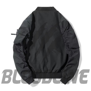 Veste bomber noire pour homme, manches longues, coupe-vent, polyester, toutes saisons - Product Image 3