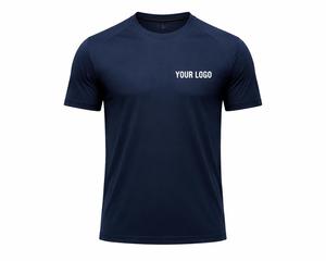 T-shirt pour homme à manches courtes, col rond, séchage rapide, jersey tricoté en polyester 180g, coupe classique, couleur unie, style décontracté, logo personnalisé sur le devant - Product Image 1