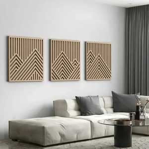 Panneau mural en bois géométrique moderne, décoration murale en bois artisanale pour salon, chambre et décoration intérieure - Product Image 1