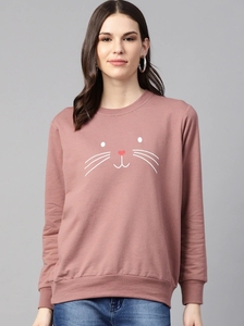 เสื้อสเวตเชิ้ตผู้หญิงสีชมพูปักลายหน้าแมว คอกลม แขนยาว สไตล์ลำลอง ผ้าถัก ระบายอากาศได้ดี เหมาะสำหรับใส่ในฤดูใบไม้ร่วง - Product Image 3