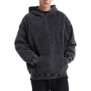 Sweat à capuche imperméable pour homme en molleton français épais 100% coton délavé à l'acide, coupe oversize, design personnalisé, style streetwear vintage - Product Image 1