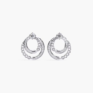 Boucles d'oreilles demi-cerceau en or 14 carats avec diamants de laboratoire de 0,40 ct, bijoux élégants pour mariage et soirée - Product Image 2