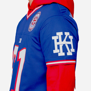 เสื้อฮู้ดดี้สไตล์อเมริกันฟุตบอลแบบตาข่ายสั่งทำพิเศษ ยูนิเซ็กซ์ ระบายอากาศได้ดี ผลิตจากโพลีเอสเตอร์ ชุดกีฬา รับผลิตแบบ OEM แบรนด์ส่วนตัว ผู้ผลิตชุดทีม - Product Image 5