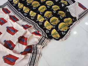 Sari de Seda Premium con Estampado Bagru - Elegante Sari Tradicional Indio para Mujer, Ideal para Bodas, Playa, Graduación, Hecho en Rajasthan - Product Image 3
