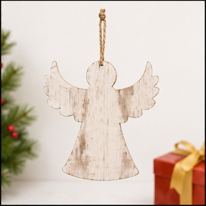 Ornement suspendu en bois de manguier fait main, ange traditionnel, écologique, durable, décoration de Noël - Product Image 4