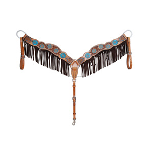 Hecho a mano 100% cuero de vaca cuello de pecho occidental pintado a mano flecos trabajo cuero genuino indio al por mayor fabricante/proveedor - Product Image 3