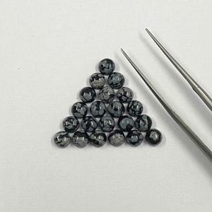 6mm Natural Snowflake <b>Obsidian</b> Round Flatback Cabochon Ready To Purchase Loose Gemstones At Factory Stock Bulk Order Available - Product Image 1