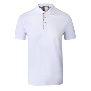 เสื้อโปโลแขนสั้นสีขาวสำหรับผู้ชาย ทรงปกติ สีพื้น ผ้าฝ้ายลำลอง คอปก - Product Image 4