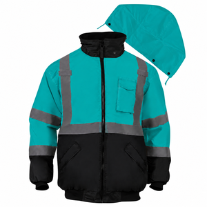 Chaqueta de Trabajo Reflectante de Alta Visibilidad para Hombre, con Capucha Desmontable, Forro Polar de Poliéster y Dobladillo Acanalado, para Ropa de Trabajo, Venta al Por Mayor OEM - Product Image 2