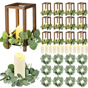 Handcrafted Pine Wood <b>Lantern</b> with LED Candles - Wholesale Decorative <b>Lanterns</b> India - Product Image 3