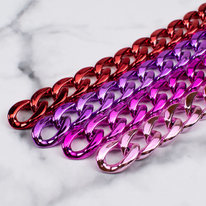 Chaîne en métal plaqué UV coloré 17*23mm, collier en acrylique doré à maillons, chaîne gourmette tendance en plastique - Product Image 5
