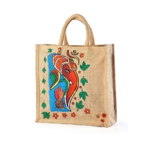 Bolsa de yute de moda reutilizable plegable natural reciclada ecológica nuevo estilo éxito de ventas al por mayor bolsa de yute de arpillera con logotipo impreso - Product Image 2