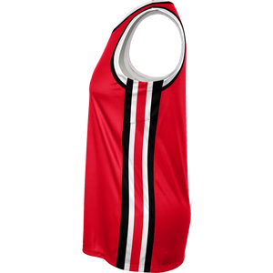 Camiseta de Baloncesto Sublimada Personalizada para Mujer, Sin Mangas, Roja, Negra y Blanca, de Secado Rápido, Transpirable, con Cuello en V, Uniforme Deportivo para Equipo - Product Image 2