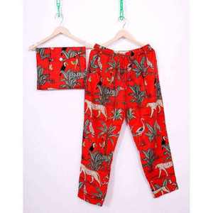 Conjunto de 2 Piezas para Mujer, Estampado a Mano, 100% Algodón Satinado, Transpirable, Cintura Elástica, Estilo Casual, Floral, Otoñal, 2026 - Product Image 2